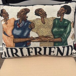 The Rug Barn Felicia Greenlee, Tapestry Throw Pillow “GIRLFRIENDS”  17”x 12”x 3”